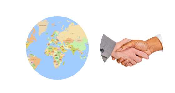 Map of the world and handshake