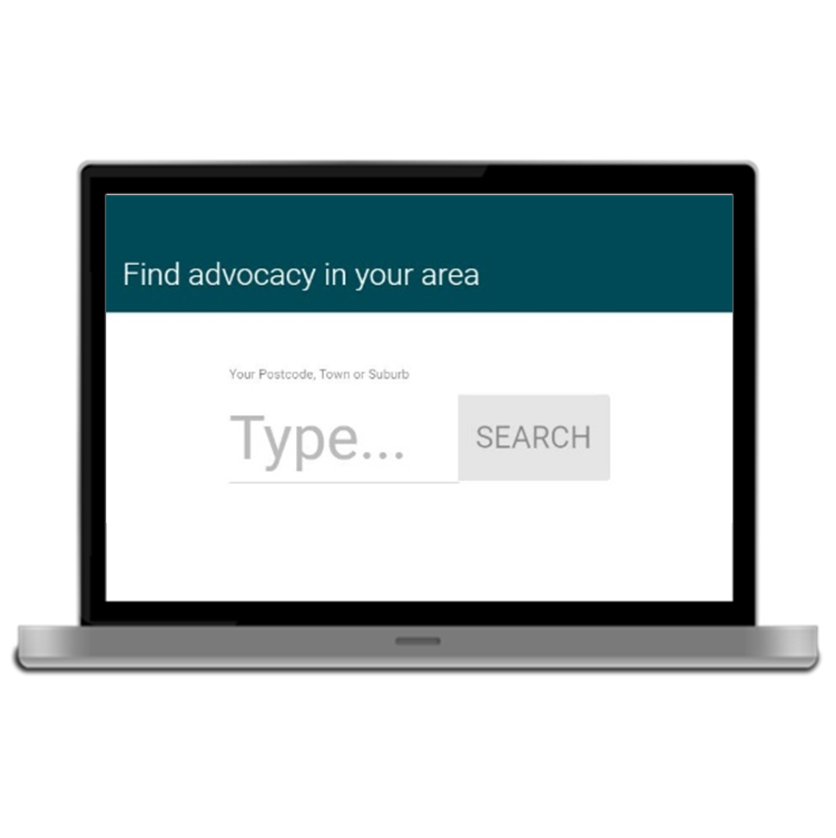laptop showing Disability advocacy Finder search-bar