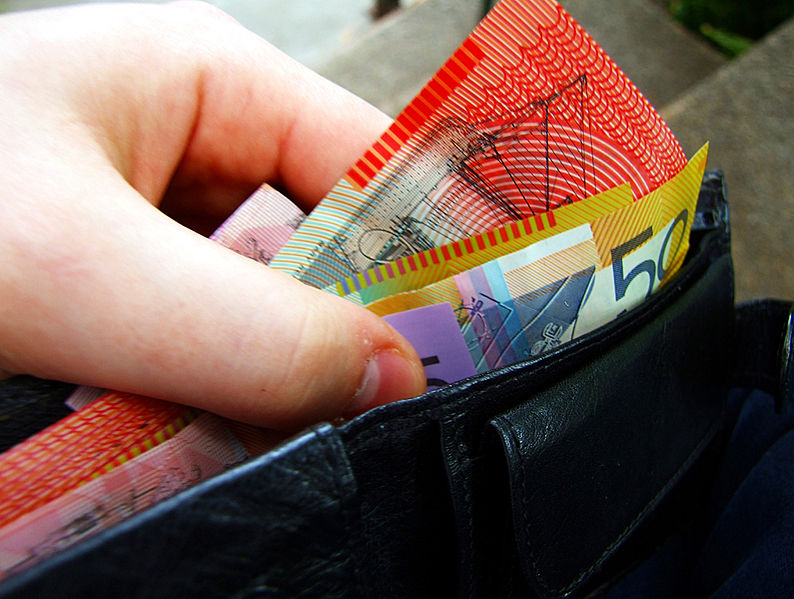 Australian banknotes in wallet