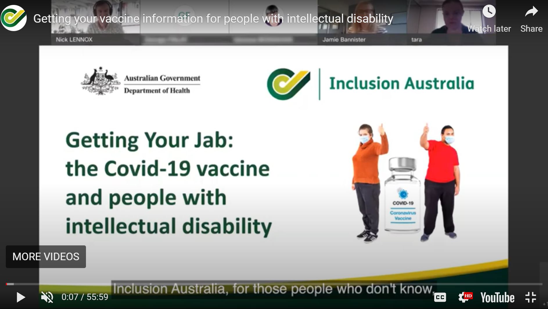 Inclusion Australia "Getting your COVID-19 vaccine webinar"
