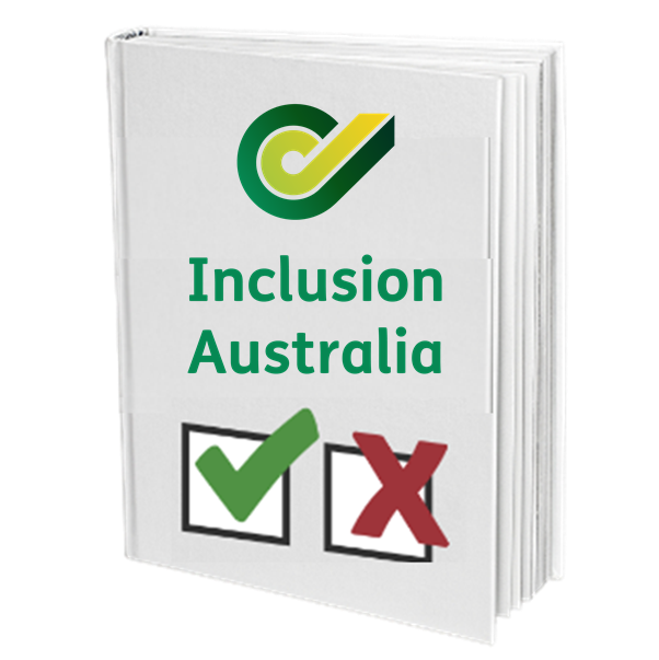 A book of policies with the logo of Inclusion Australia